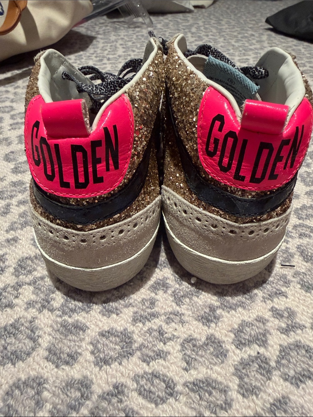 Golden Goose Glitter High-Top Sneakers with White Star Size 38 - Picture 4 of 5